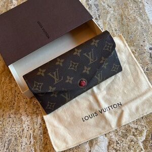 Louis Vuitton Emilie Wallet Monogram Canvas Fuchsia Interior + Box & Dust Bag